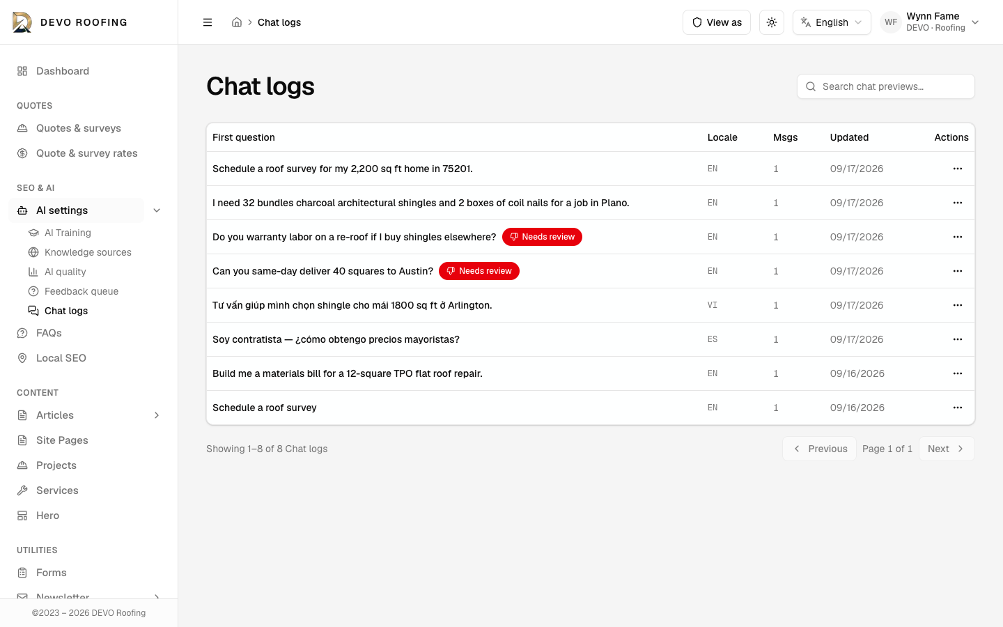 Chat logs