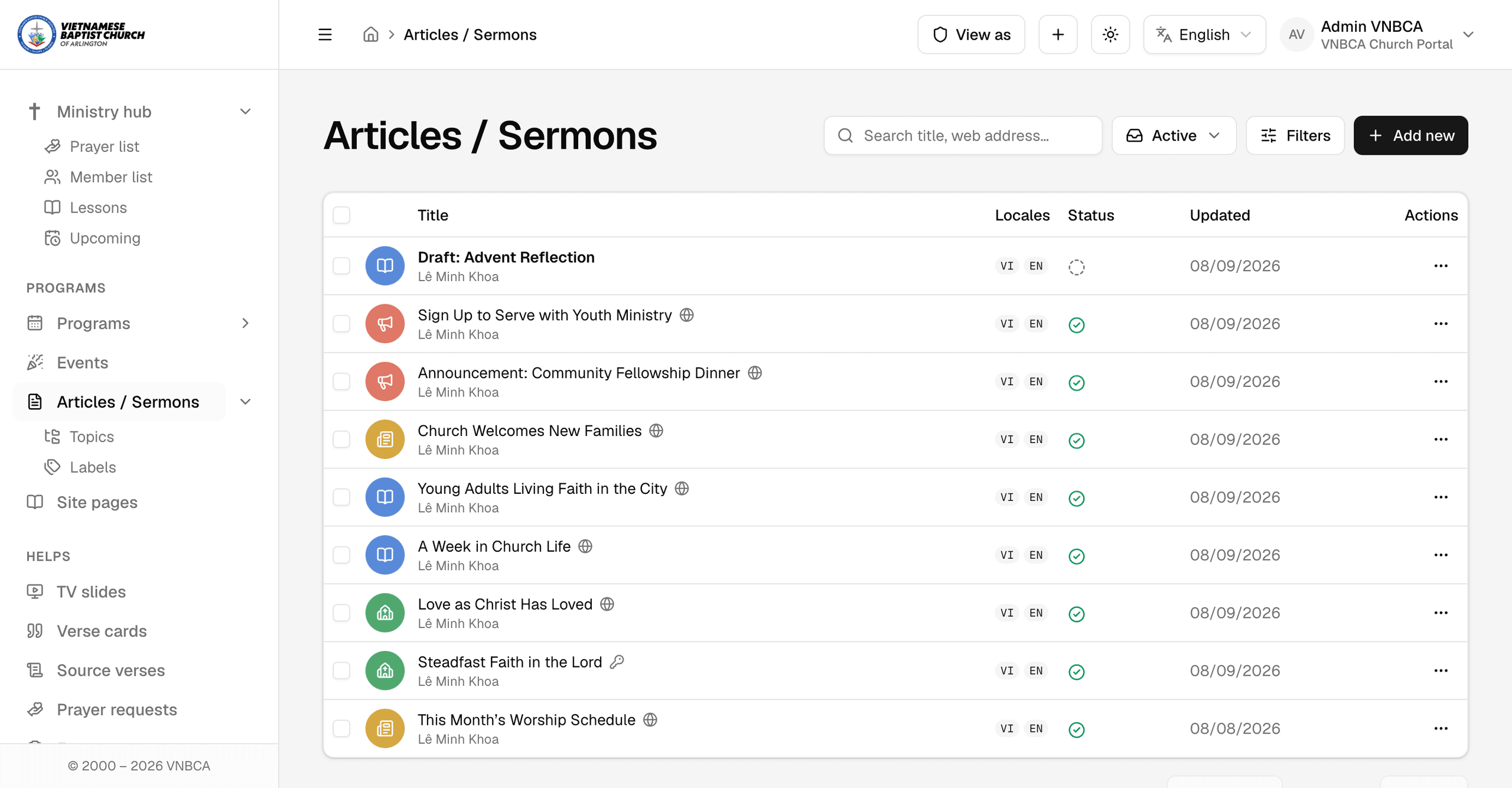 Articles / Sermons