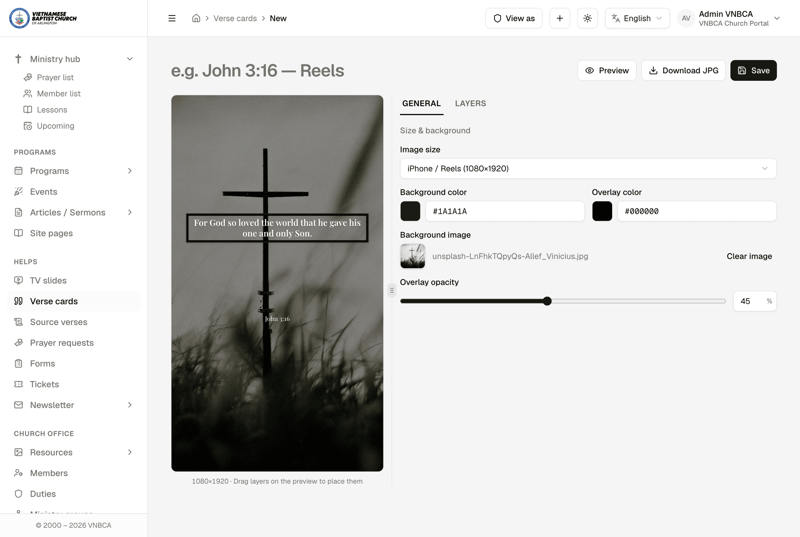 Verse card designer